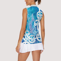 Hammerhead Shark Tattoo New Zealand Women Sleeveless Polo Shirt Maori Galaxy Mangopare Pattern LT14 - Polynesian Pride