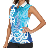 Hammerhead Shark Tattoo New Zealand Women Sleeveless Polo Shirt Maori Galaxy Mangopare Pattern LT14 - Polynesian Pride