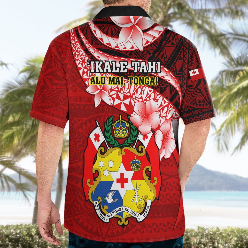 Tonga Rugby Hawaiian Shirt Ikale Tahi Tongan Ngatu Pattern With Dabbing Ball LT14 - Polynesian Pride