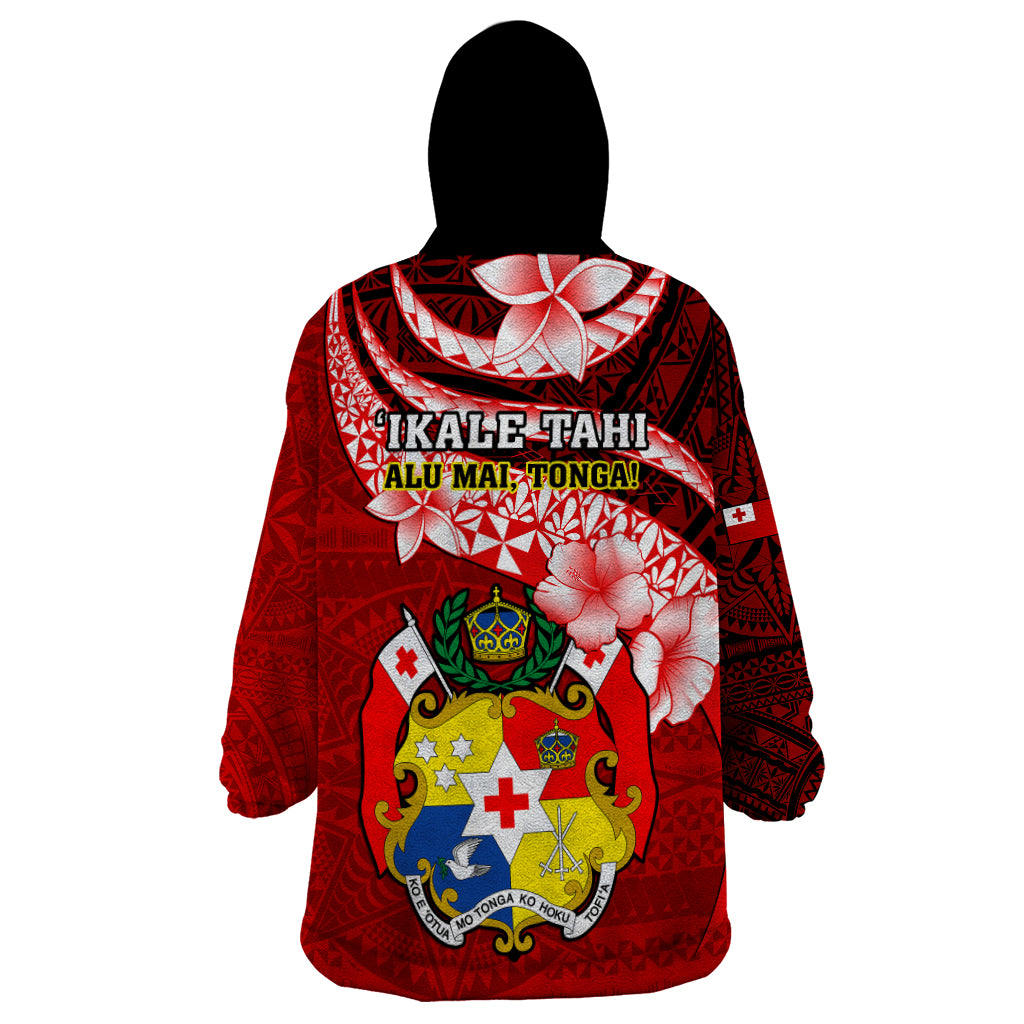 Tonga Rugby Wearable Blanket Hoodie Ikale Tahi Tongan Ngatu Pattern With Dabbing Ball LT14 - Polynesian Pride