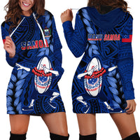 Samoa Rugby Hoodie Dress Manu Samoa Ula Fala Dabbing Ball Polynesian Blue Version LT14 - Polynesian Pride