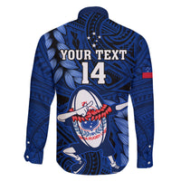 Custom Samoa Rugby Family Matching Short Sleeve Bodycon Dress and Hawaiian Shirt Manu Samoa Ula Fala Dabbing Ball Polynesian Blue Version LT14 - Polynesian Pride