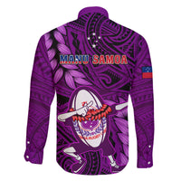 Samoa Rugby Family Matching Short Sleeve Bodycon Dress and Hawaiian Shirt Manu Samoa Ula Fala Dabbing Ball Polynesian Purple Version LT14 - Polynesian Pride