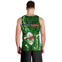 Samoa Rugby Men Tank Top Manu Samoa Ula Fala Dabbing Ball Polynesian Green Version LT14 - Polynesian Pride
