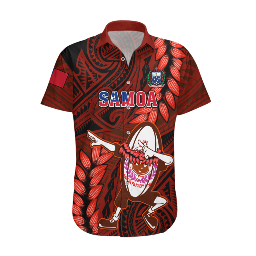 Samoa Rugby Hawaiian Shirt Manu Samoa Ula Fala Dabbing Ball Polynesian Red Version LT14 Red - Polynesian Pride