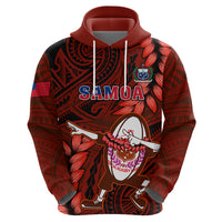 Samoa Rugby Hoodie Manu Samoa Ula Fala Dabbing Ball Polynesian Red Version LT14 - Polynesian Pride
