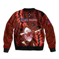 Samoa Rugby Sleeve Zip Bomber Jacket Manu Samoa Ula Fala Dabbing Ball Polynesian Red Version LT14 - Polynesian Pride