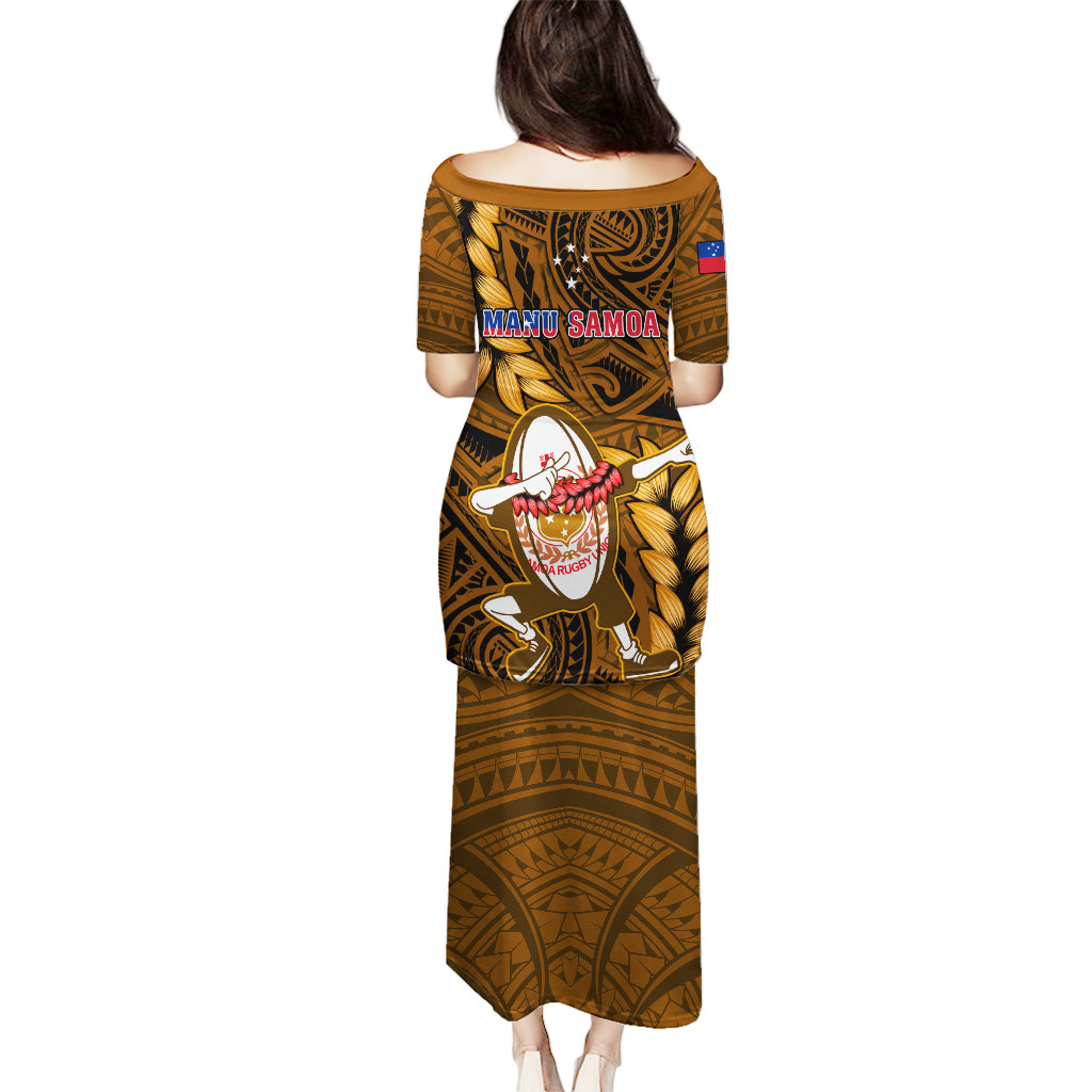 Samoa Rugby Puletasi Manu Samoa Ula Fala Dabbing Ball Polynesian Gold Version LT14 - Polynesian Pride