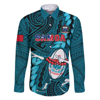 Samoa Rugby Family Matching Summer Maxi Dress and Hawaiian Shirt Manu Samoa Ula Fala Dabbing Ball Polynesian Turquoise Version LT14 - Polynesian Pride