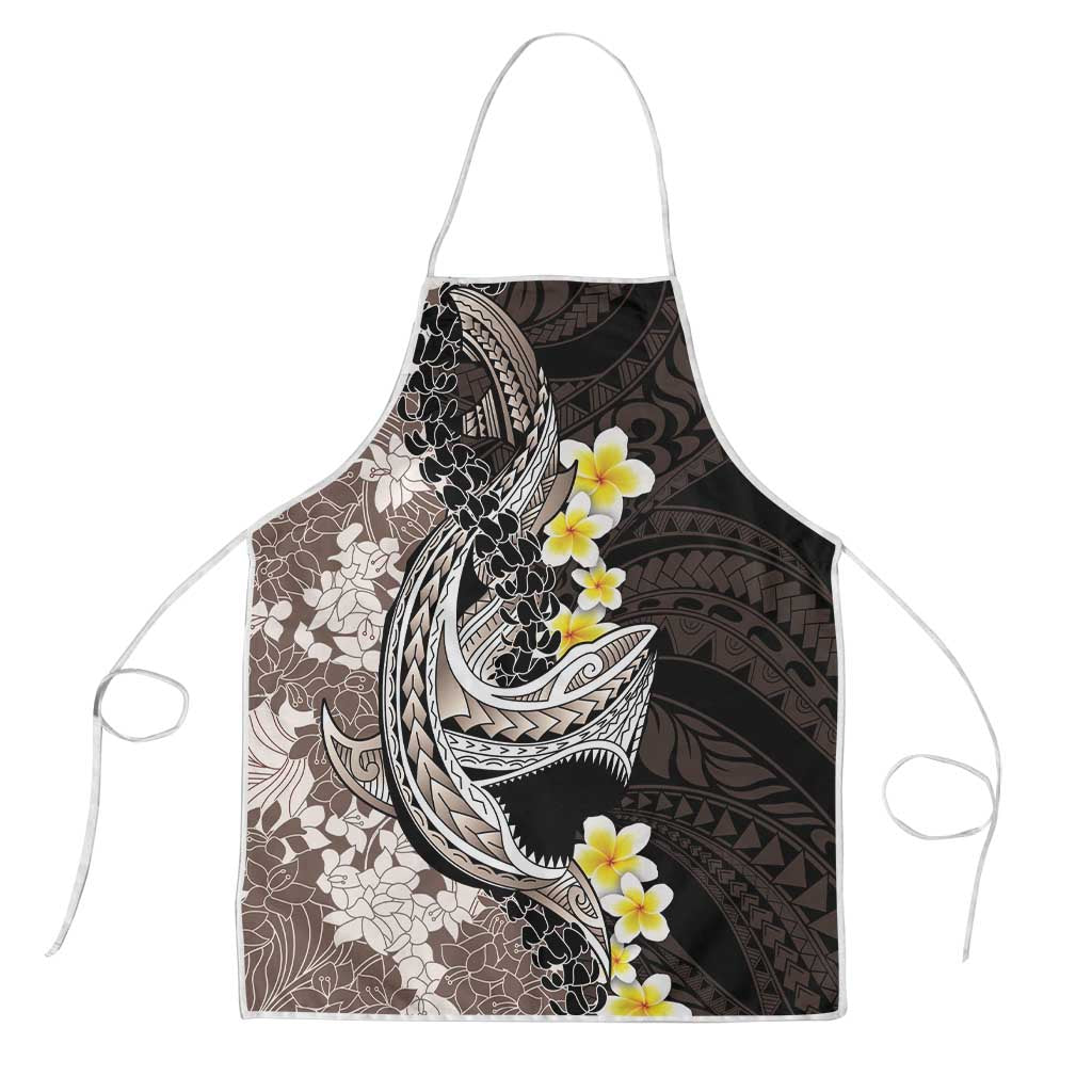 Brown and Black Hawaii Shark Tattoo Apron Puakenikeni Lei Plumeria Polynesian Pattern - Polynesian Pride