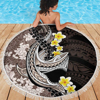 Brown and Black Hawaii Shark Tattoo Beach Blanket Puakenikeni Lei Plumeria Polynesian Pattern - Polynesian Pride
