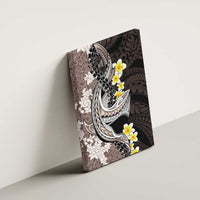 Brown and Black Hawaii Shark Tattoo Canvas Wall Art Puakenikeni Lei Plumeria Polynesian Pattern - Polynesian Pride