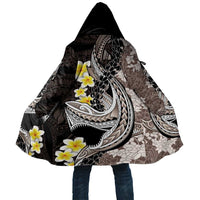 Brown and Black Hawaii Shark Tattoo Cloak Puakenikeni Lei Plumeria Polynesian Pattern - Polynesian Pride