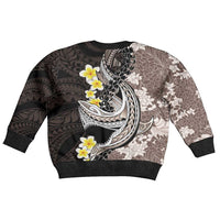 Brown and Black Hawaii Shark Tattoo Kid Ugly Christmas Sweater Puakenikeni Lei Plumeria Polynesian Pattern - Polynesian Pride