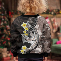 Brown and Black Hawaii Shark Tattoo Kid Ugly Christmas Sweater Puakenikeni Lei Plumeria Polynesian Pattern - Polynesian Pride