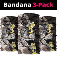 Brown and Black Hawaii Shark Tattoo Neck Gaiter Puakenikeni Lei Plumeria Polynesian Pattern LT14 package One Size: 25*50cm Black - Polynesian Pride