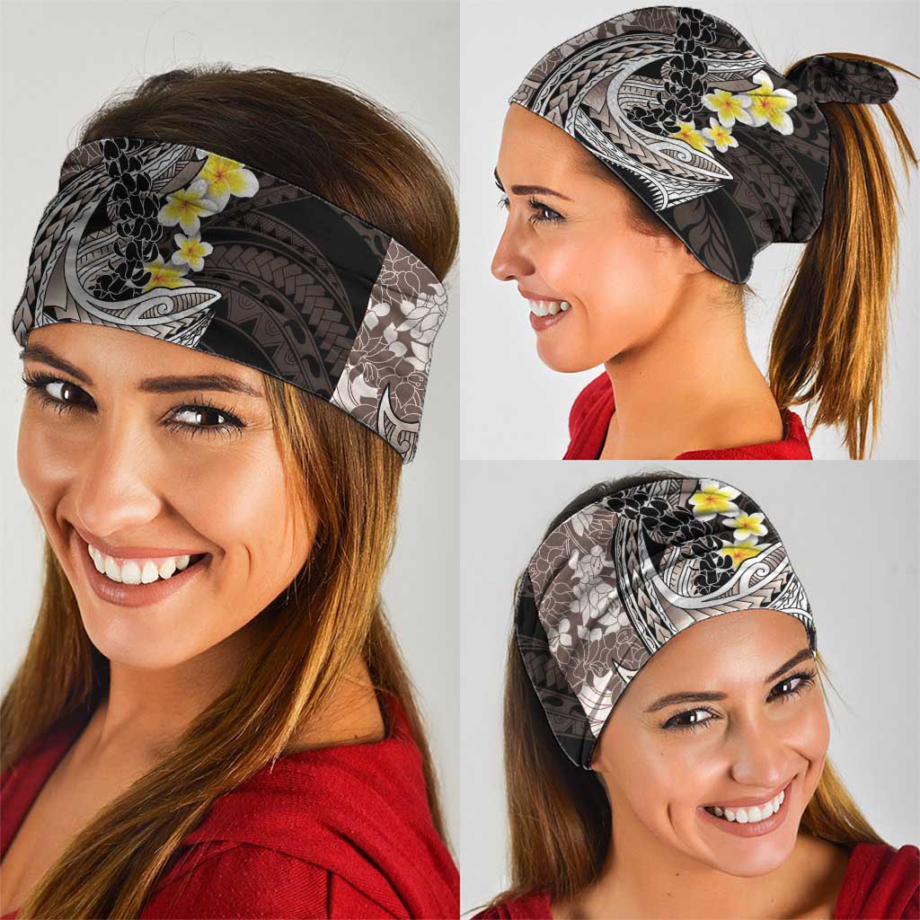Brown and Black Hawaii Shark Tattoo Neck Gaiter Puakenikeni Lei Plumeria Polynesian Pattern LT14 - Polynesian Pride