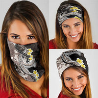 Brown and Black Hawaii Shark Tattoo Neck Gaiter Puakenikeni Lei Plumeria Polynesian Pattern LT14 - Polynesian Pride