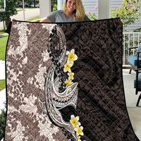 Brown and Black Hawaii Shark Tattoo Quilt Puakenikeni Lei Plumeria Polynesian Pattern - Polynesian Pride