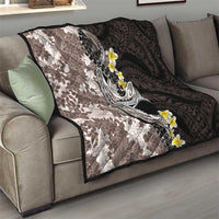 Brown and Black Hawaii Shark Tattoo Quilt Puakenikeni Lei Plumeria Polynesian Pattern - Polynesian Pride