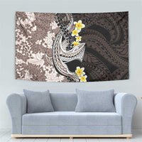 Brown and Black Hawaii Shark Tattoo Tapestry Puakenikeni Lei Plumeria Polynesian Pattern LT14 - Polynesian Pride