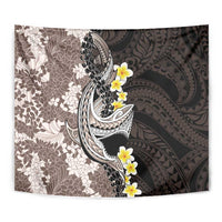 Brown and Black Hawaii Shark Tattoo Tapestry Puakenikeni Lei Plumeria Polynesian Pattern LT14 - Polynesian Pride