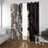 Brown and Black Hawaii Shark Tattoo Window Curtain Puakenikeni Lei Plumeria Polynesian Pattern - Polynesian Pride