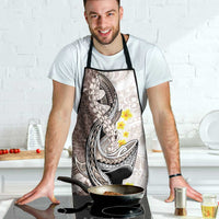 Brown and White Hawaii Shark Tattoo Apron Puakenikeni Lei Plumeria Polynesian Pattern - Polynesian Pride