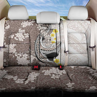 Brown and White Hawaii Shark Tattoo Back Car Seat Cover Puakenikeni Lei Plumeria Polynesian Pattern - Polynesian Pride