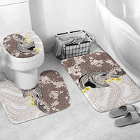 Brown and White Hawaii Shark Tattoo Bathroom Set Puakenikeni Lei Plumeria Polynesian Pattern - Polynesian Pride