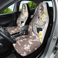 Brown and White Hawaii Shark Tattoo Car Seat Cover Puakenikeni Lei Plumeria Polynesian Pattern - Polynesian Pride