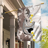 Brown and White Hawaii Shark Tattoo Garden Flag Puakenikeni Lei Plumeria Polynesian Pattern - Polynesian Pride
