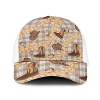 Khaki Palaka Hawaii Cowboy Baseball Net Cap Puakenikeni Lei Paniolo Papale Seamless Vibes - Polynesian Pride