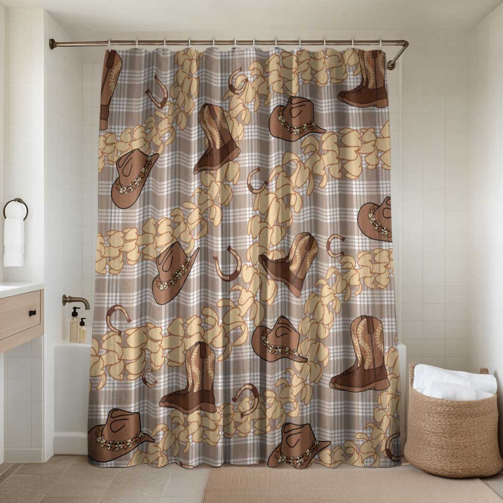 Khaki Palaka Hawaii Cowboy Bathroom Set Puakenikeni Lei Paniolo Papale Seamless Vibes - Polynesian Pride