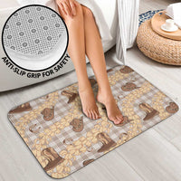 Khaki Palaka Hawaii Cowboy Bathroom Set Puakenikeni Lei Paniolo Papale Seamless Vibes - Polynesian Pride