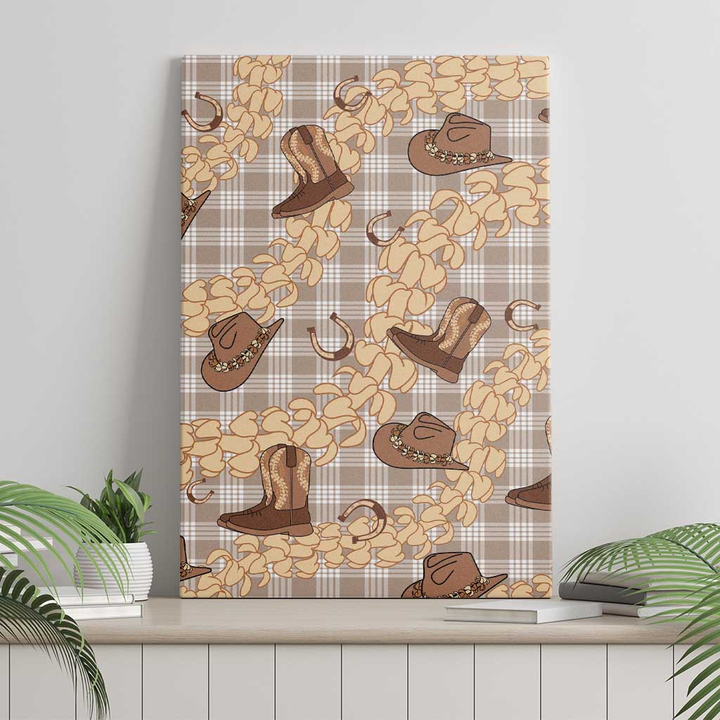 Khaki Palaka Hawaii Cowboy Canvas Wall Art Puakenikeni Lei Paniolo Papale Seamless Vibes - Polynesian Pride