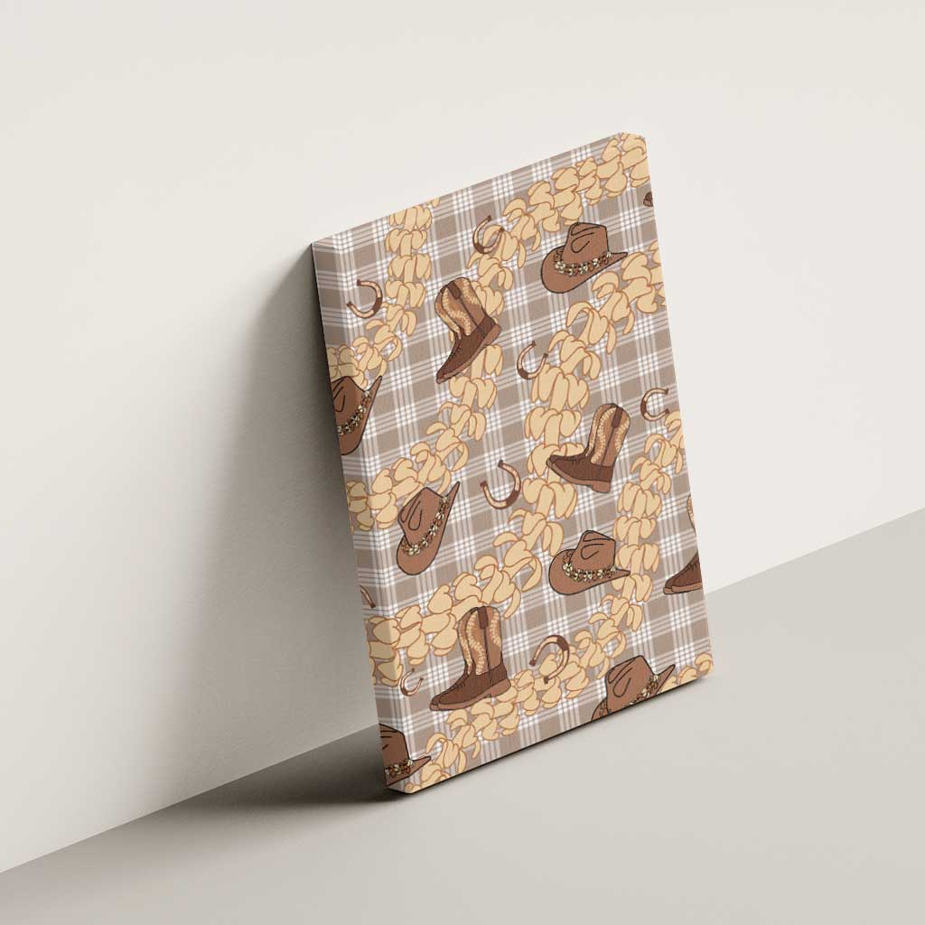 Khaki Palaka Hawaii Cowboy Canvas Wall Art Puakenikeni Lei Paniolo Papale Seamless Vibes - Polynesian Pride