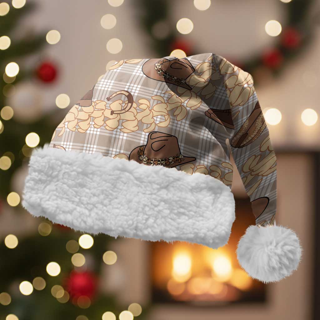 Khaki Palaka Hawaii Cowboy Christmas Santa Hat Puakenikeni Lei Paniolo Papale Seamless Vibes - Polynesian Pride