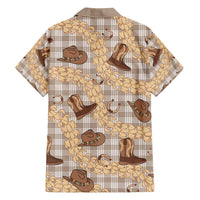 Khaki Palaka Hawaii Cowboy Family Matching Puletasi and Hawaiian Shirt Puakenikeni Lei Paniolo Papale Seamless Vibes - Polynesian Pride