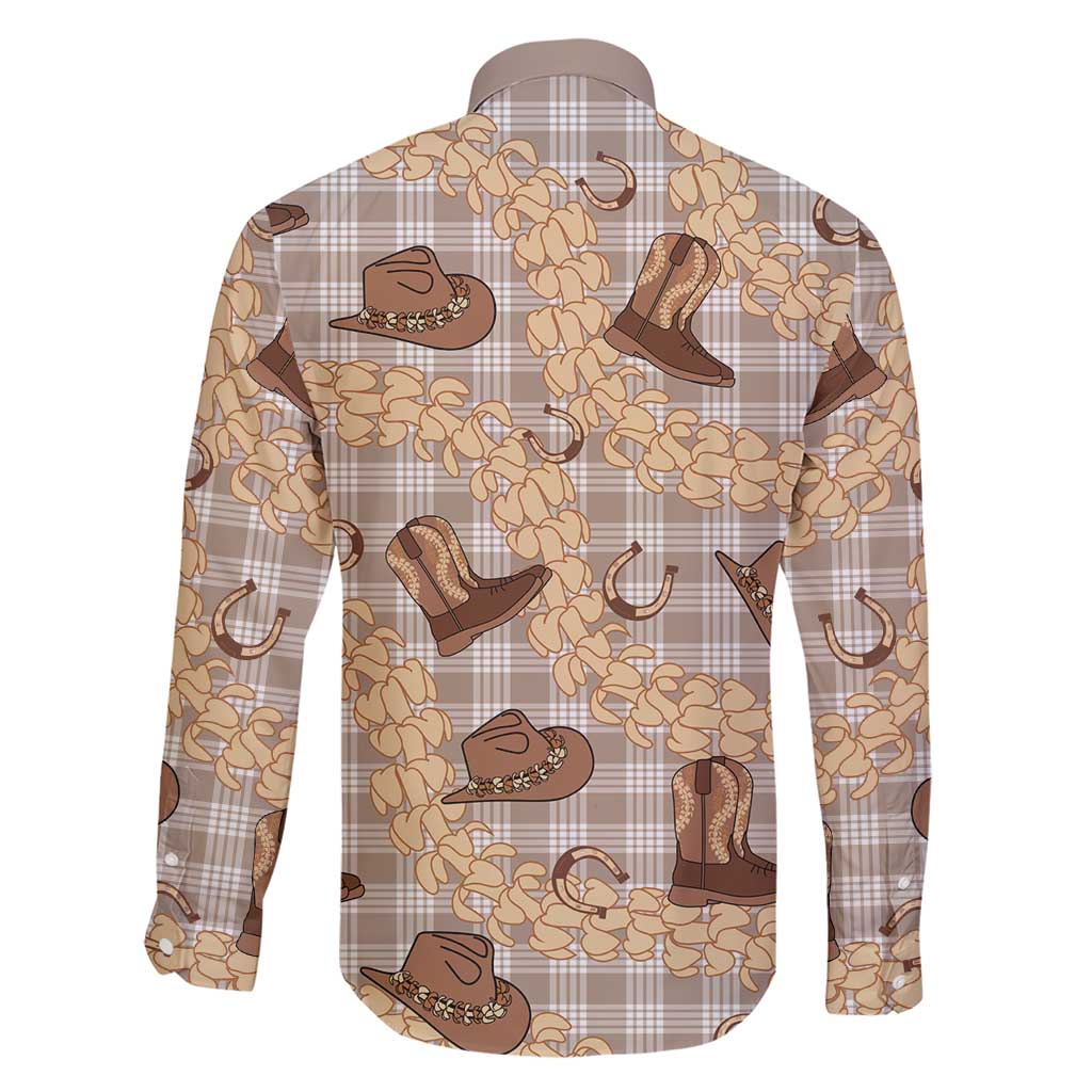 Khaki Palaka Hawaii Cowboy Family Matching Short Sleeve Bodycon Dress and Hawaiian Shirt Puakenikeni Lei Paniolo Papale Seamless Vibes - Polynesian Pride