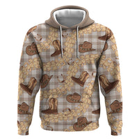 Khaki Palaka Hawaii Cowboy Hoodie Puakenikeni Lei Paniolo Papale Seamless Vibes - Polynesian Pride