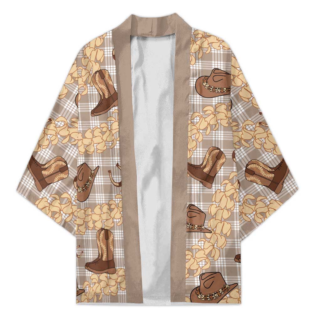Khaki Palaka Hawaii Cowboy Kimono Puakenikeni Lei Paniolo Papale Seamless Vibes - Polynesian Pride