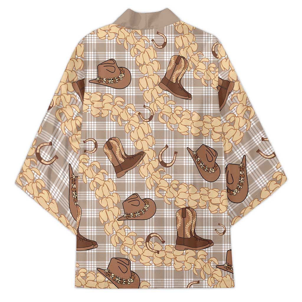 Khaki Palaka Hawaii Cowboy Kimono Puakenikeni Lei Paniolo Papale Seamless Vibes - Polynesian Pride