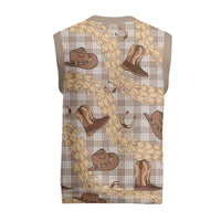 Khaki Palaka Hawaii Cowboy Christmas Knitted V-Neck Vest Puakenikeni Lei Paniolo Papale Seamless Vibes - Polynesian Pride