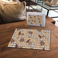 Khaki Palaka Hawaii Cowboy Puzzle Puakenikeni Lei Paniolo Papale Seamless Vibes - Polynesian Pride