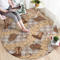 Khaki Palaka Hawaii Cowboy Round Carpet Puakenikeni Lei Paniolo Papale Seamless Vibes - Polynesian Pride