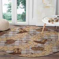 Khaki Palaka Hawaii Cowboy Round Carpet Puakenikeni Lei Paniolo Papale Seamless Vibes - Polynesian Pride