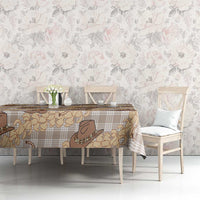 Khaki Palaka Hawaii Cowboy Tablecloth Puakenikeni Lei Paniolo Papale Seamless Vibes - Polynesian Pride