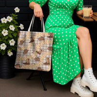 Khaki Palaka Hawaii Cowboy Tote Bag Puakenikeni Lei Paniolo Papale Seamless Vibes LT14 - Polynesian Pride
