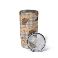 Khaki Palaka Hawaii Cowboy Tumbler Cup Puakenikeni Lei Paniolo Papale Seamless Vibes - Polynesian Pride